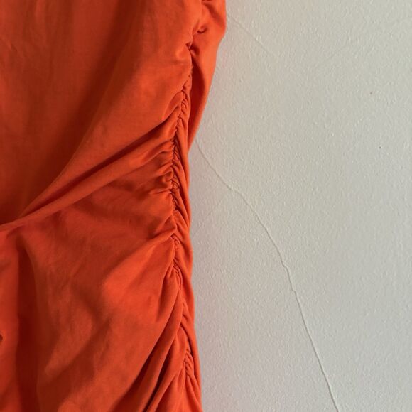 Boden Orange Ruched Cap Sleeve Off Shoulder BodyCon Mini Dress Lined SZ 4‎ Small - Picture 5 of 10